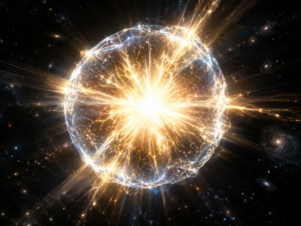 Visualisierung der Hall-Photonen-Theorie mit einer elektromagnetischen Hülle und einem überlichtschnellen inneren Starshine-Kern.
